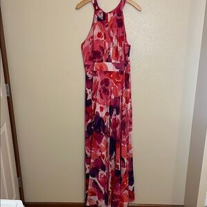 Eliza J Vibrant Pink Red Floral Sleeveless Maxi Dress